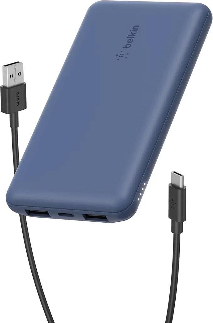 Belkin Portable Charger USB-C Power Bank 10000mAh 15W 2x USB-A Ports